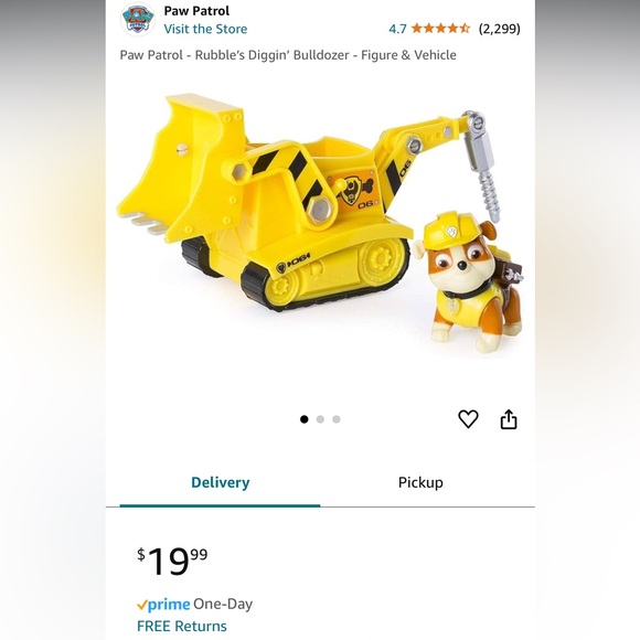 Rubble the “super pup” paw patrol bundle bulldozer action pack boogie board sea - Picture 4 of 6